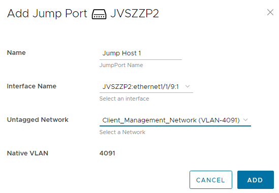 Change jump port to the Client_Management_Network VLAN